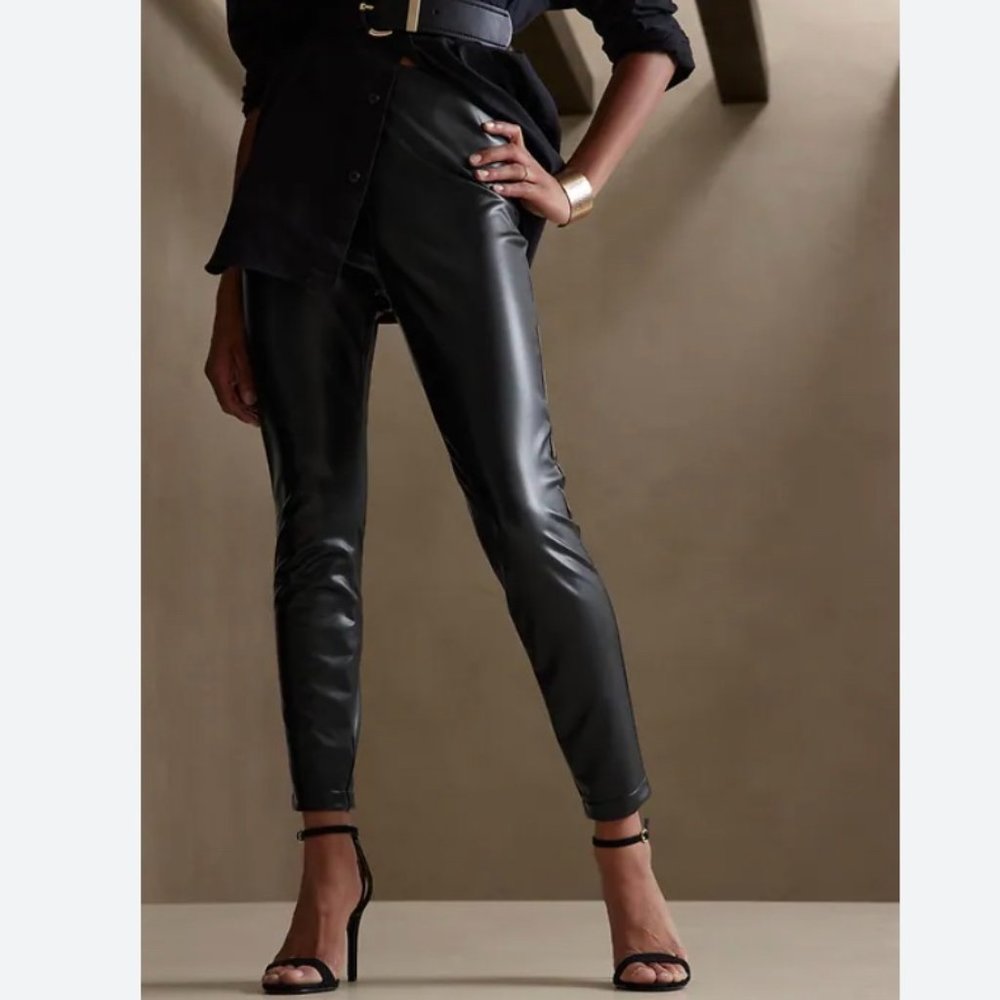 Banana Republic Black Leather Leggings
